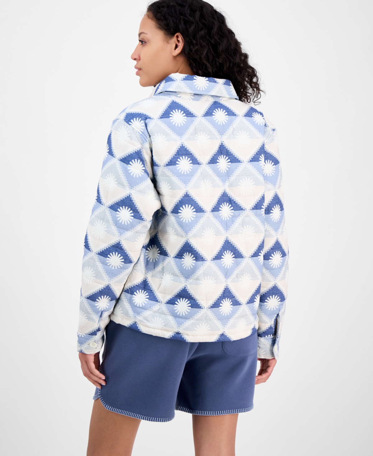 Shop Ugg Women's Quilted Sun Shirt Jacket In Desert Blue Multi