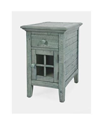 Rustic Shores Distressed Acacia USB Charging Chairside End Table