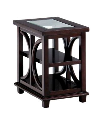 Panama Brown Contemporary Wood and Glass Small End Table