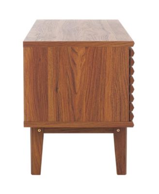 1 Pc Wood Media Stand, 2 Doors, Slatted Facade, Open Shelves – Entertainment Consoles