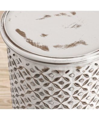 Decker Distressed Hardwood Global Drum End Table