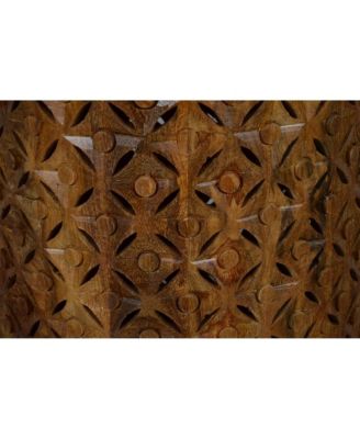 Decker Small Distressed Hardwood Global Drum End Table