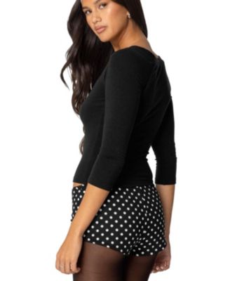 Womens Mary Quarter Sleeve Wide Neck Top