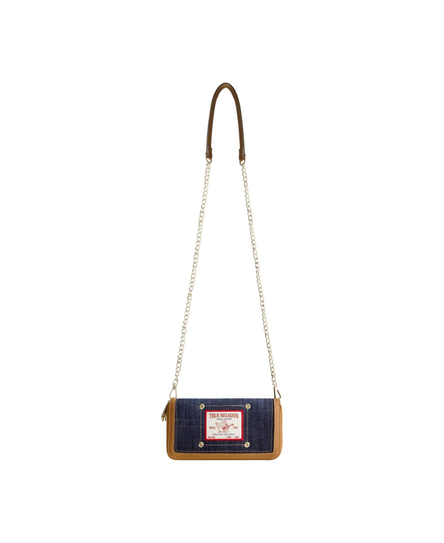 Кошелёк True Religion Buddha Patch Double Zip Chain Wallet, цвет: Тёмный синий — фото 1