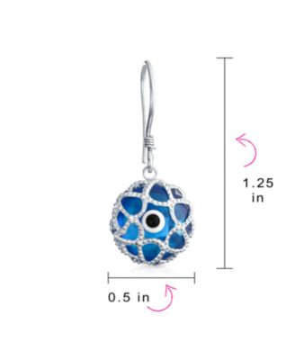 Blue Nazar Evil Eye Filigree Dangle Earrings Murano Glass & Sterling Silver