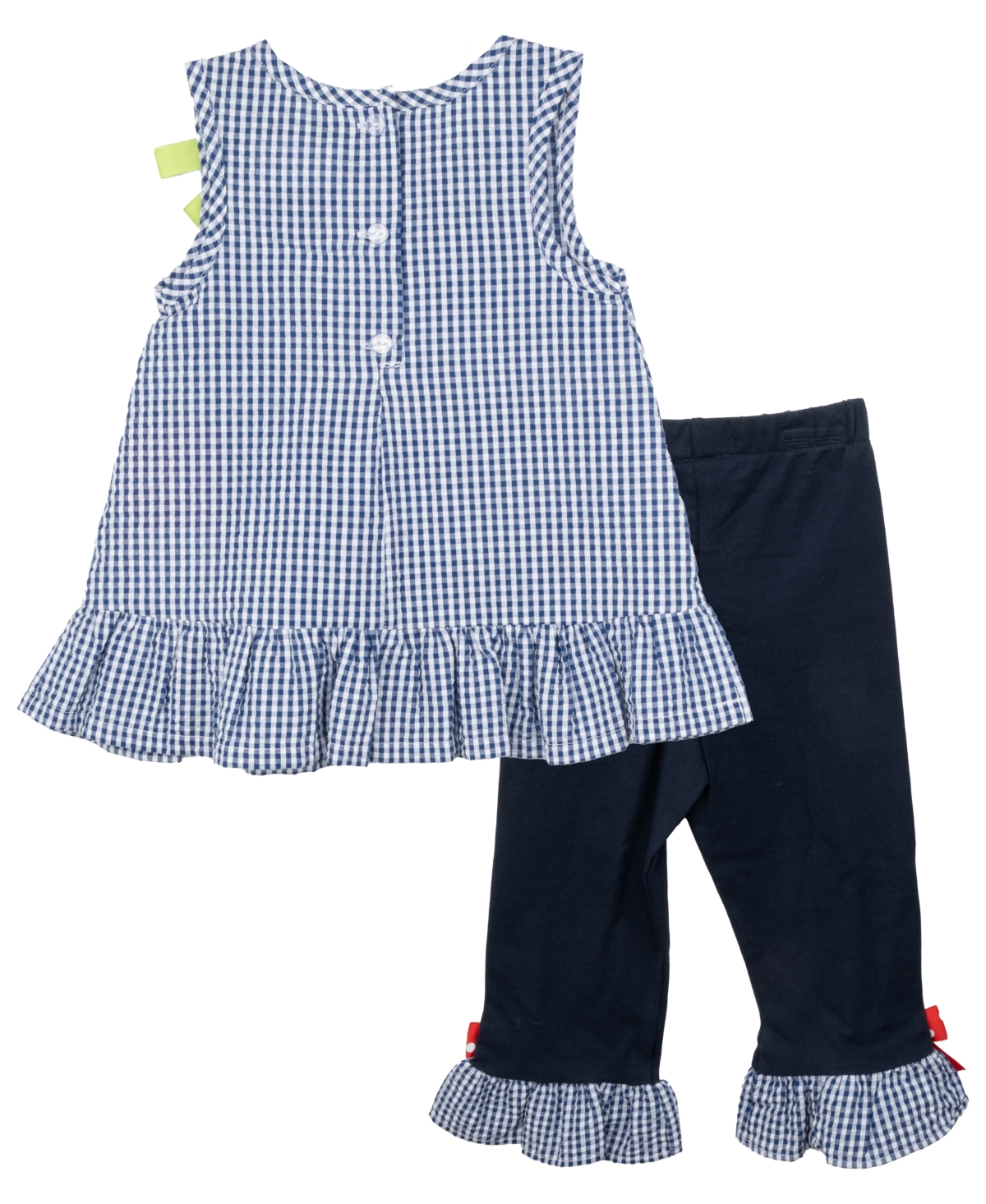 Rare Editions Baby Girl 2-piece Lady Bug And Daisy Seersucker Outfit In Navy