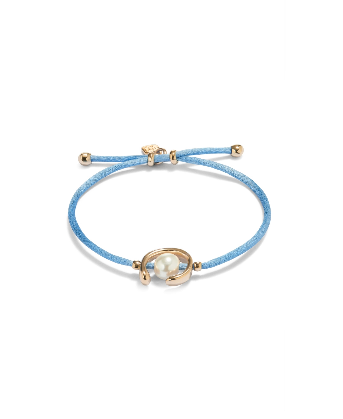 UNOde50 Blue Thread Cultivated Pearl Leather Bracelet - Gold
