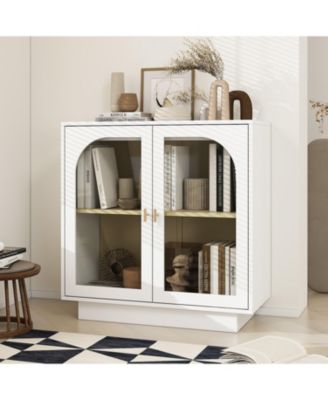 Storage Cabinet with Acrylic Door for Living Room 2 Door Storage Cabinet Sideboard Cabinet Entryway Cabinet, White