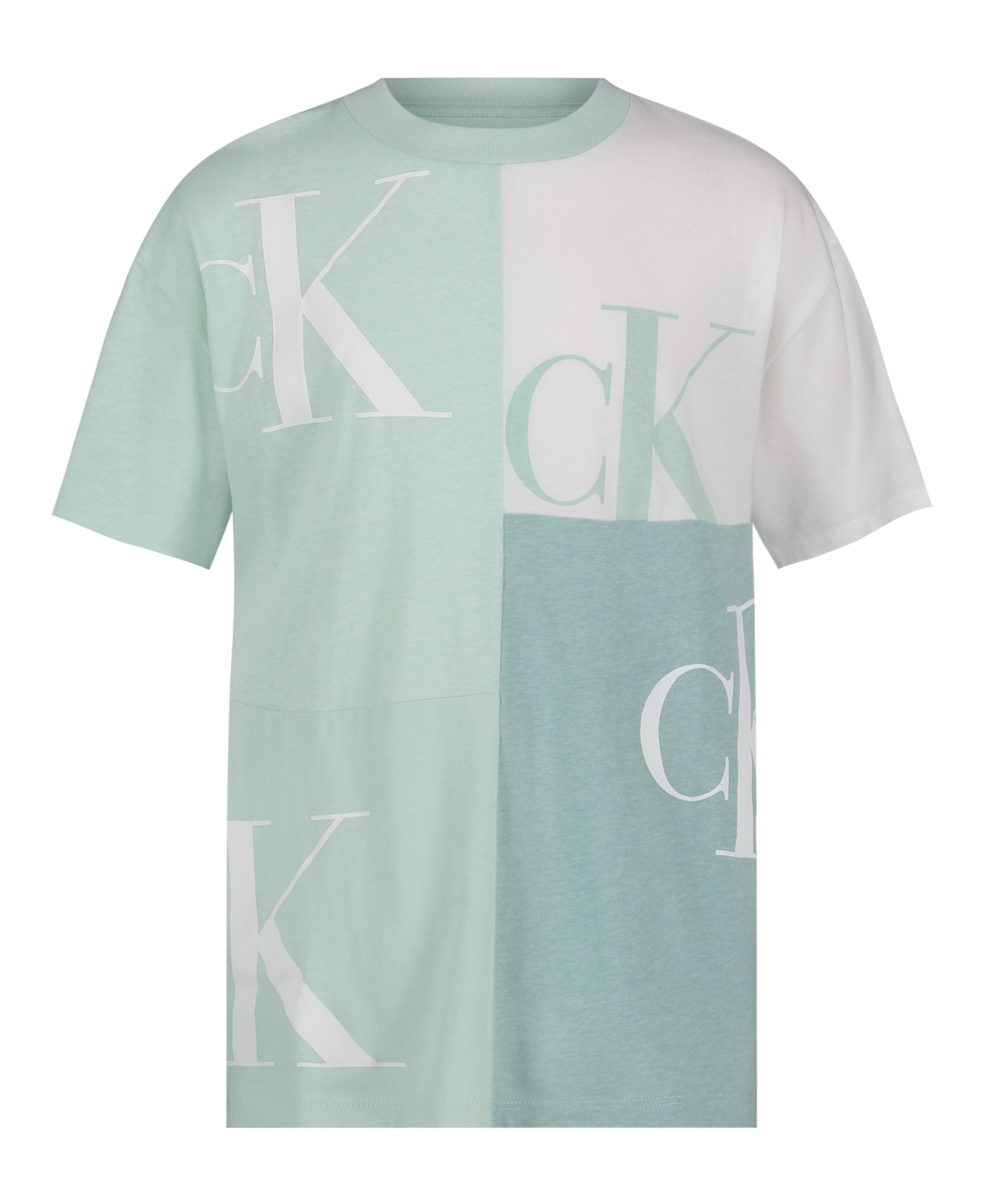 Calvin Klein Big Boys Block Party Short Sleeve T-shirt In Light Sage Heather