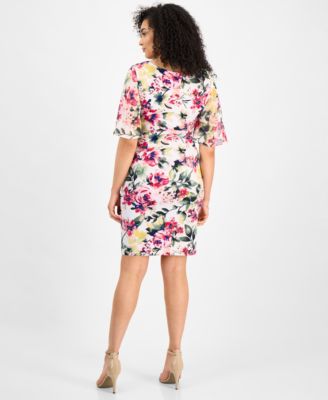 Women's Floral-Print Faux-Wrap Dress