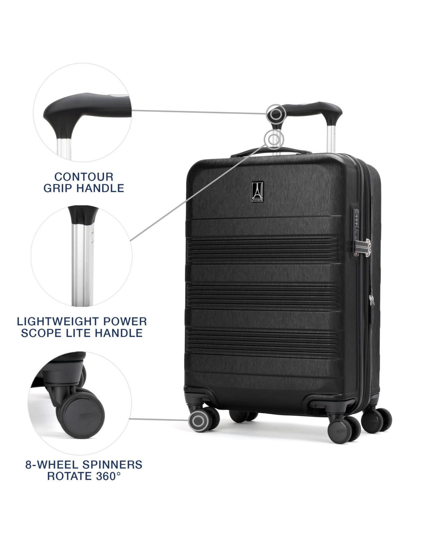 Чемодан Travelpro WalkAbout 7 Carry-on Hardside Spinner, цвет: Чёрный — фото 12