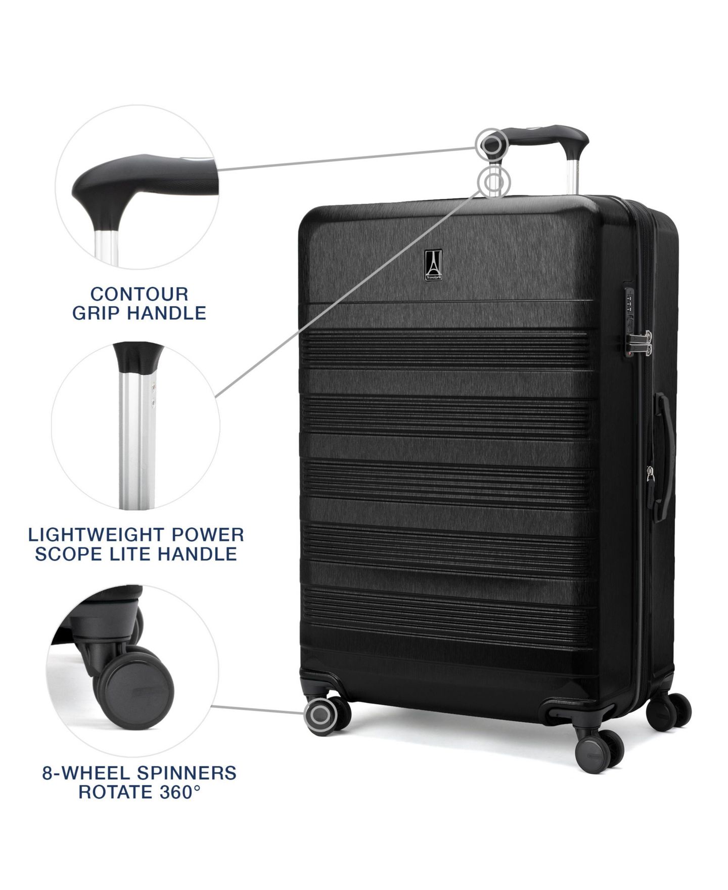 Чемоданы Travelpro Walkabout 7 Hardside Luggage Collection, цвет: Чёрный — фото 10