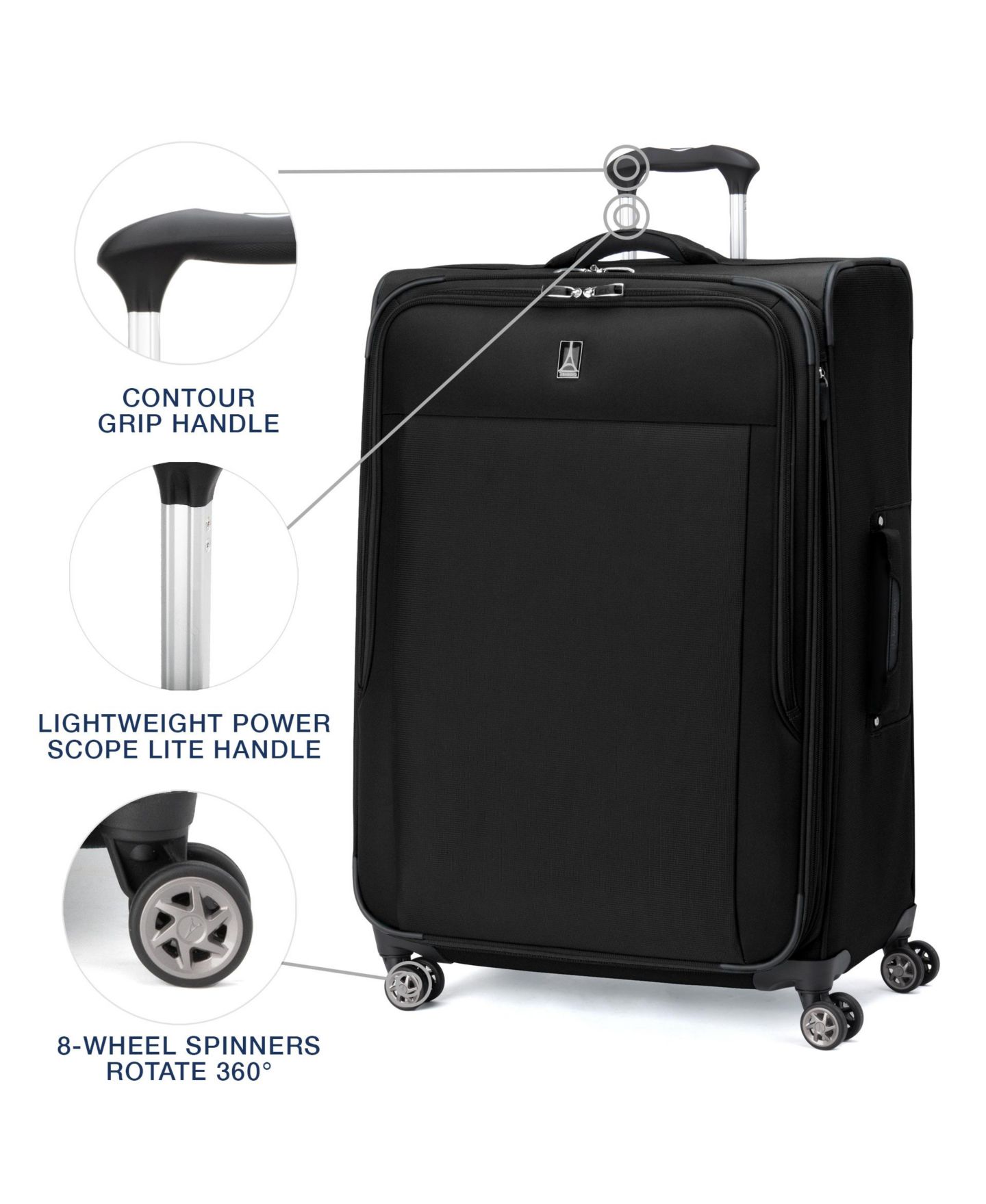 Чемодан Travelpro WalkAbout 7 Large Softside Check-in Spinner, цвет: Чёрный — фото 11