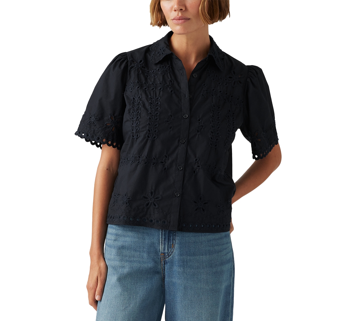 Premium Women's Rayne Cotton Button-Front Camp Shirt - Anthracite Night