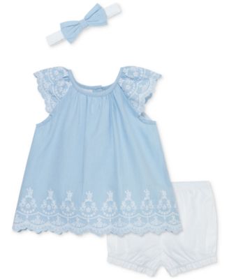 Little Me - Baby Girls 3-Pc. Cotton Eyelet Tunic, Shorts & Headband Set