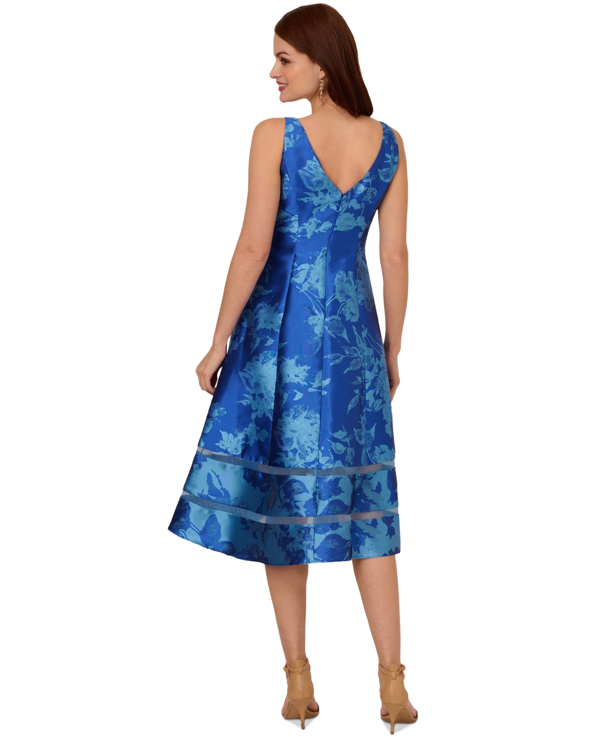 ADRIANNA PAPELL WOMEN'S BOAT-NECK METALLIC FIT & FLARE DRESS 