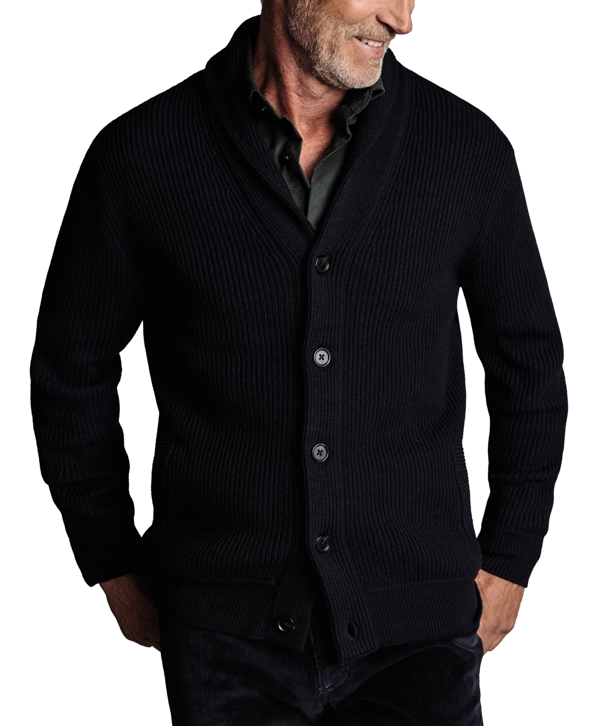 Charles Tyrwhitt Men's Chunky Merino Wool Cardigan Sweater
