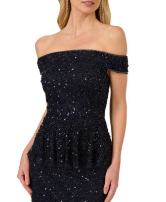 Adrianna Papell Women's Off-The-Shoulder Peplum Dress - Macy's