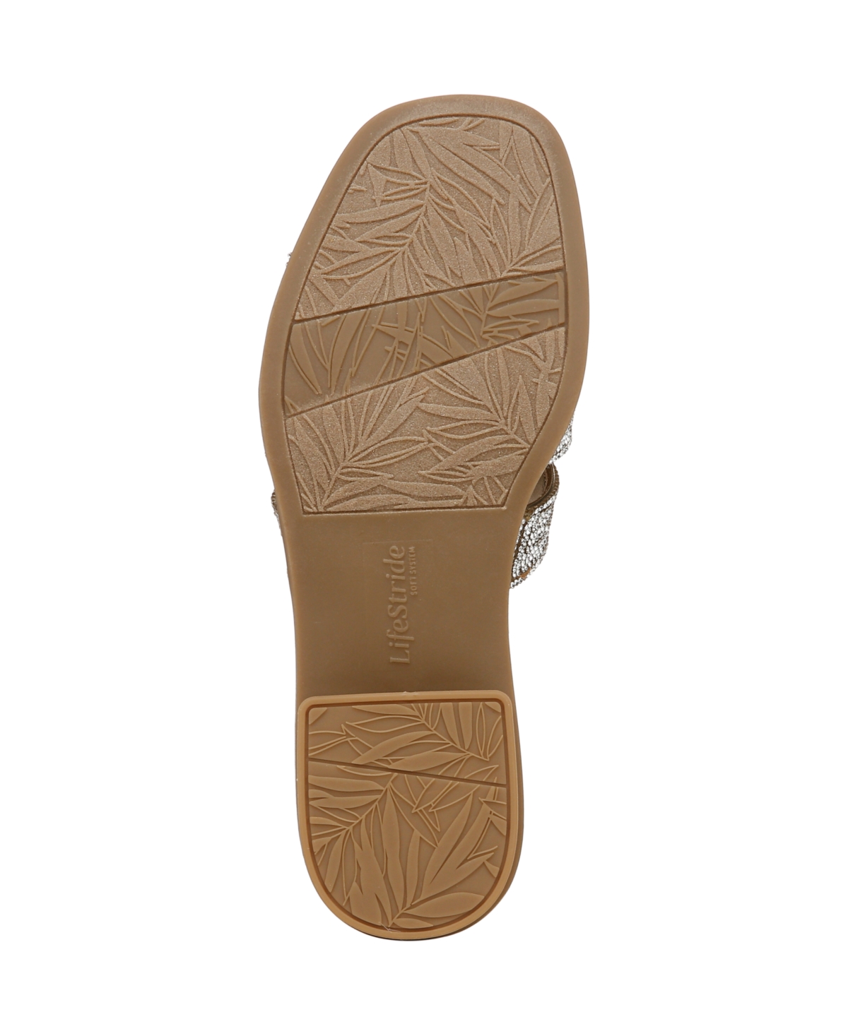 Shop Lifestride Women's Royalty Bling Square Toe Slide Sandals In Gold Faux Leather