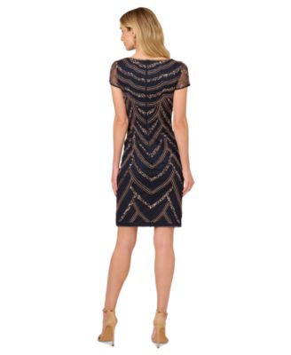 Women's Beaded Cap-Sleeve Sheath Dress