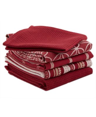 Wine Asst Cotton Dishtowel Dishcloth, Set of 5