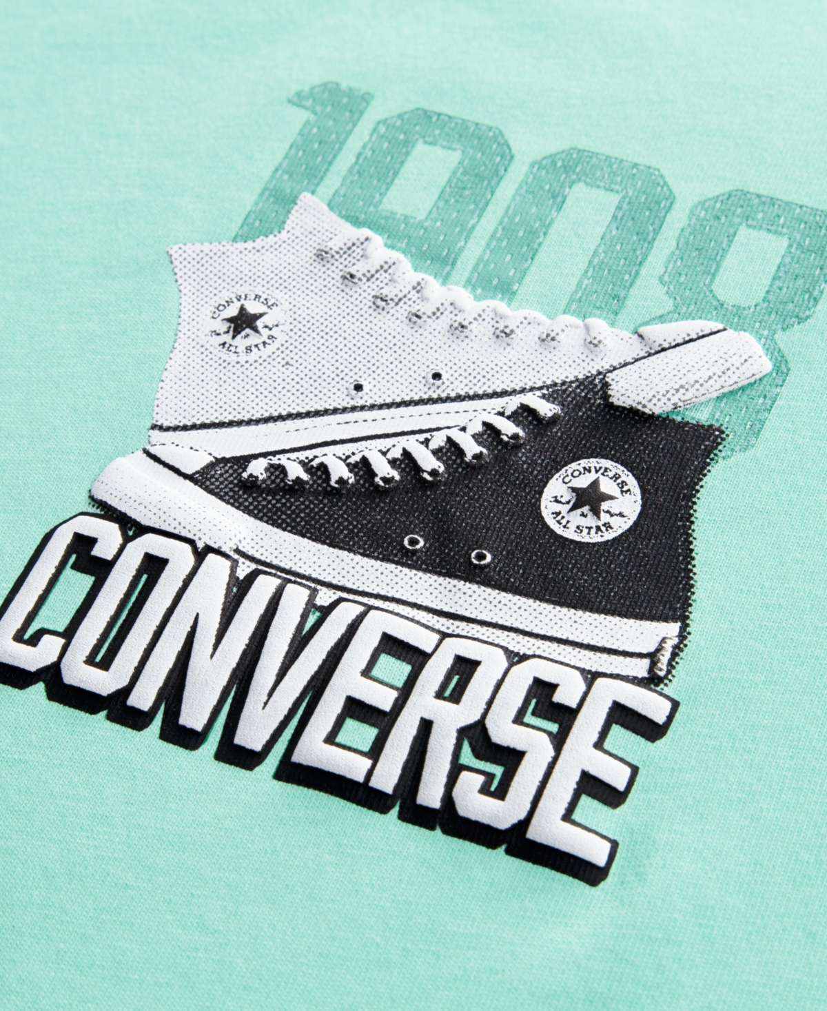 Shop Converse Big Boys Retro Front Back Sneaker T-shirt In Light Aqua Spark