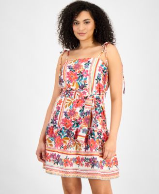 Women's Floral-Print Tie-Strap Mini Dress