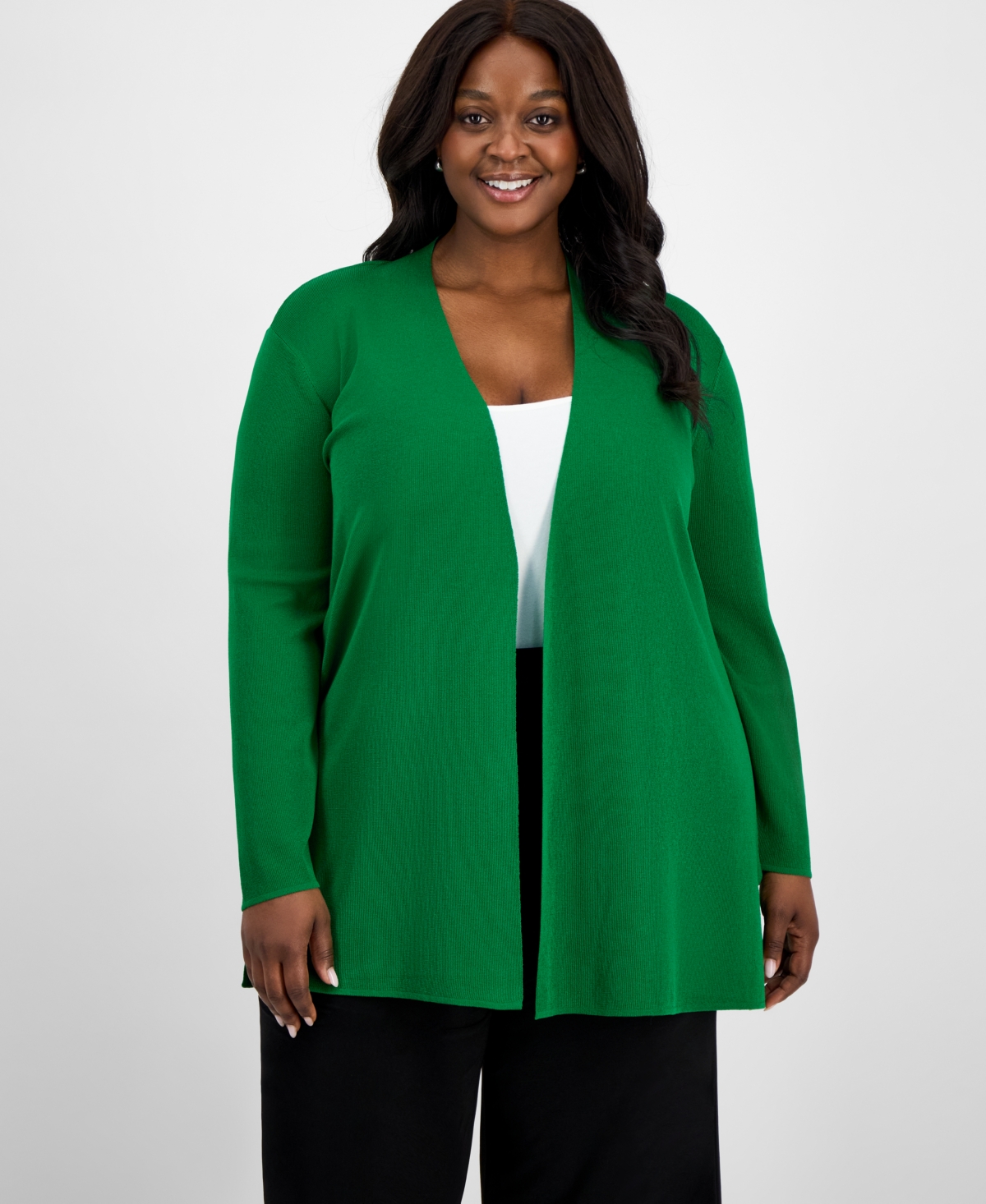 Shop Anne Klein Plus Size Napa Open-front Cardigan