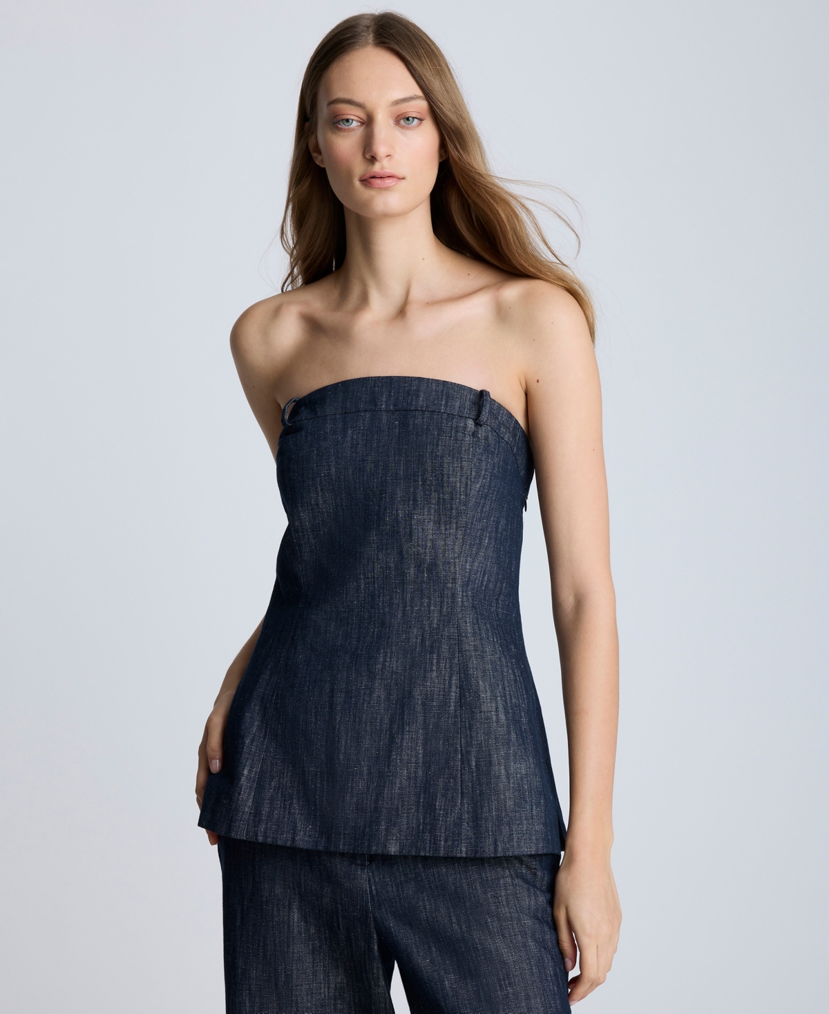Women's Strapless Bustier Top - Dark Navy Multi