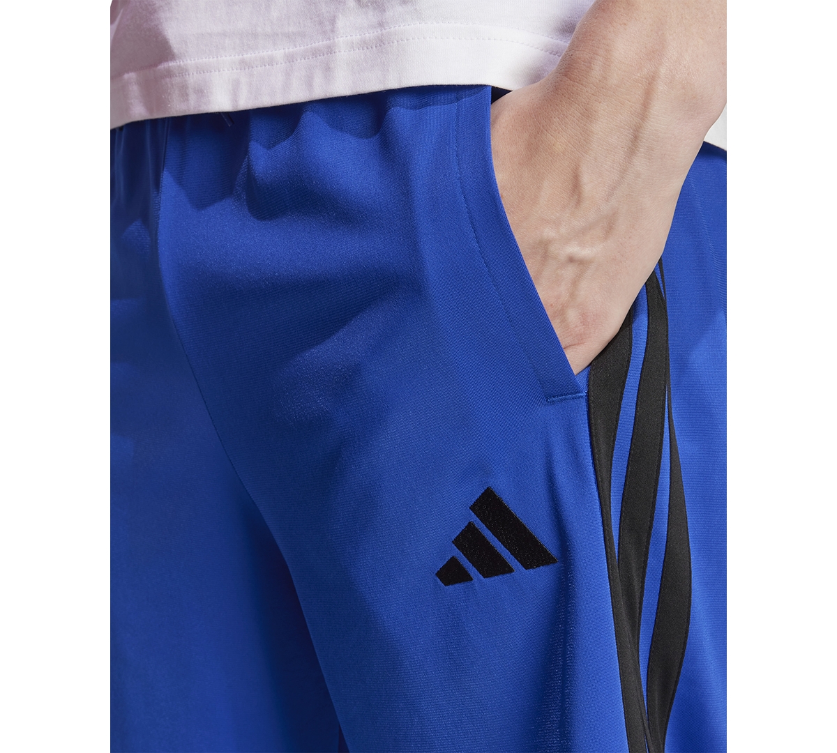 Adidas Originals Men's Essential Three Stripes Fleece Shorts In Blue