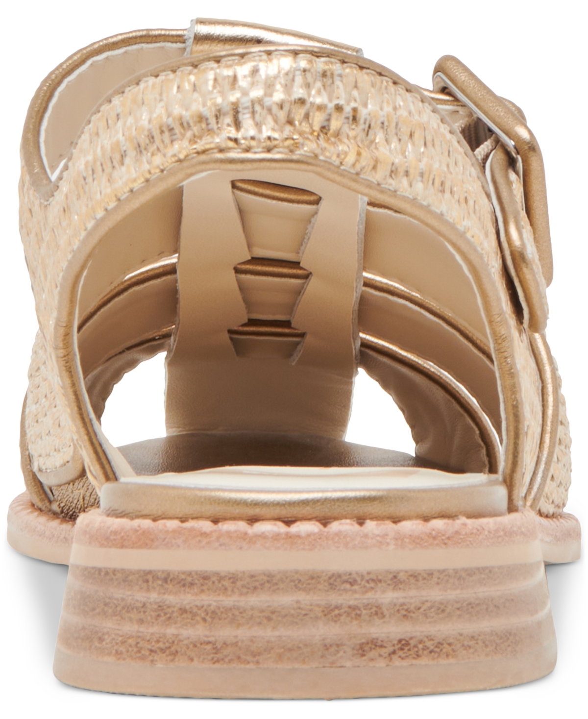 Dolce Vita Holis Womens Cushioned Footbed Leather Strappy Sandals In Light Gold Raffia