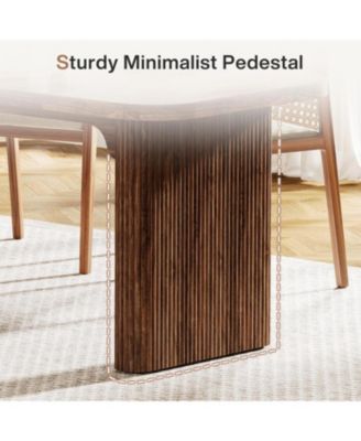 Farmhouse Dining Table for 4-6 People, 62-Inch Modern Kitchen Table with Double Robust Pedestal, Wooden Dinner Table(Only Table)