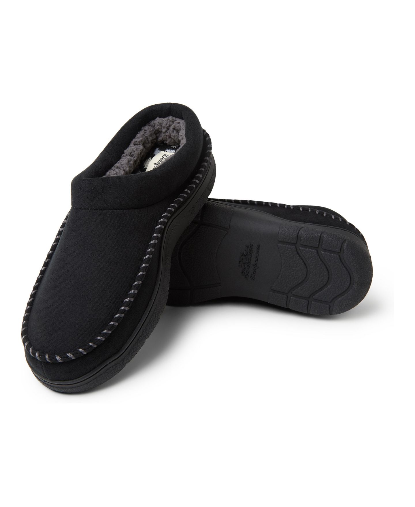 Мужские тапочки Dearfoams Thompson Moccasin Toe Clog House Shoe Slipper, цвет: Чёрный — фото 7