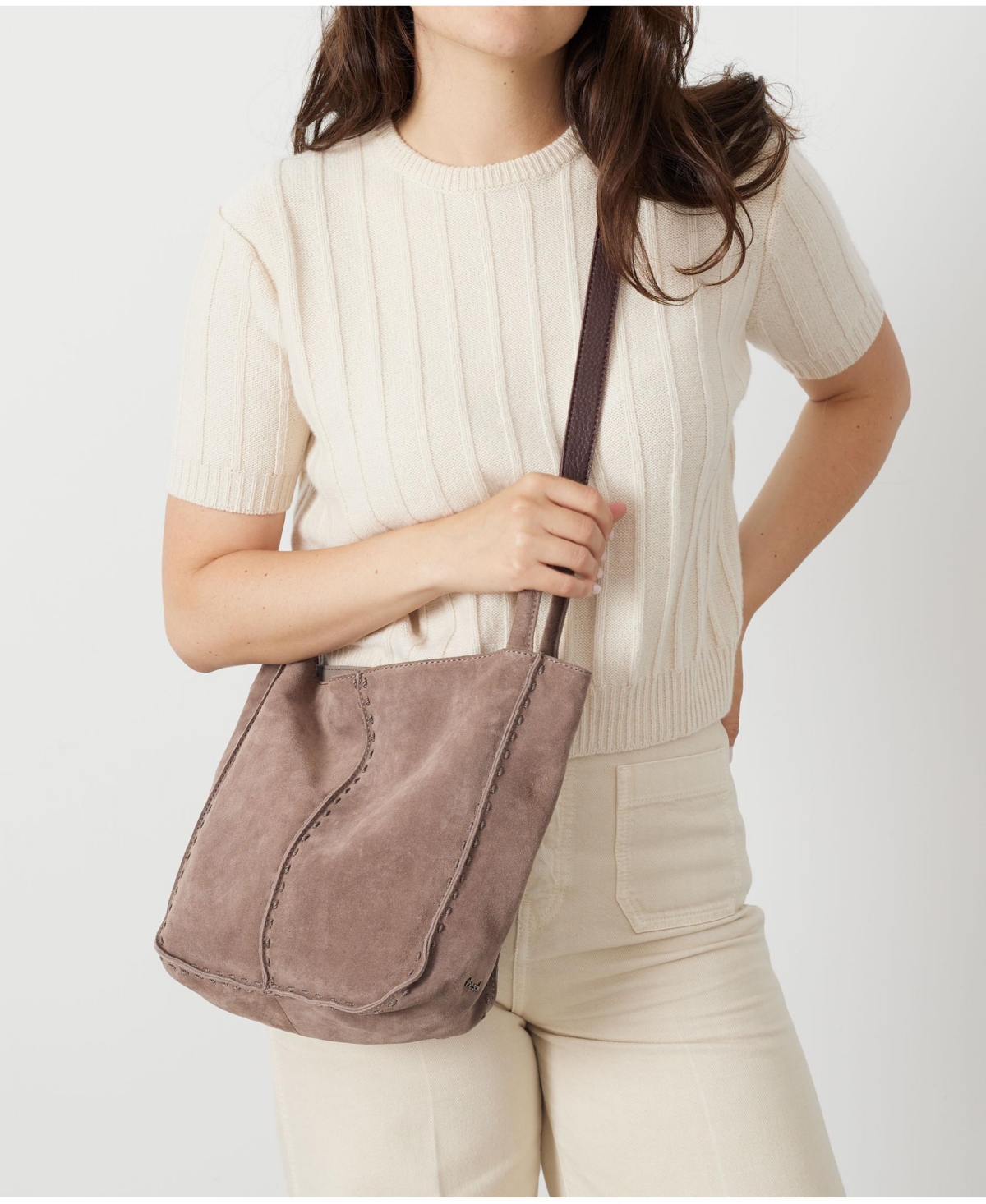 The Sak Los Feliz Leather Medium Crossbody Bag In Sand