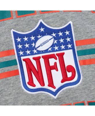 Men's Heather Gray Miami Dolphins All Over 4.0 Vintage Logo Pullover Sweatshirt