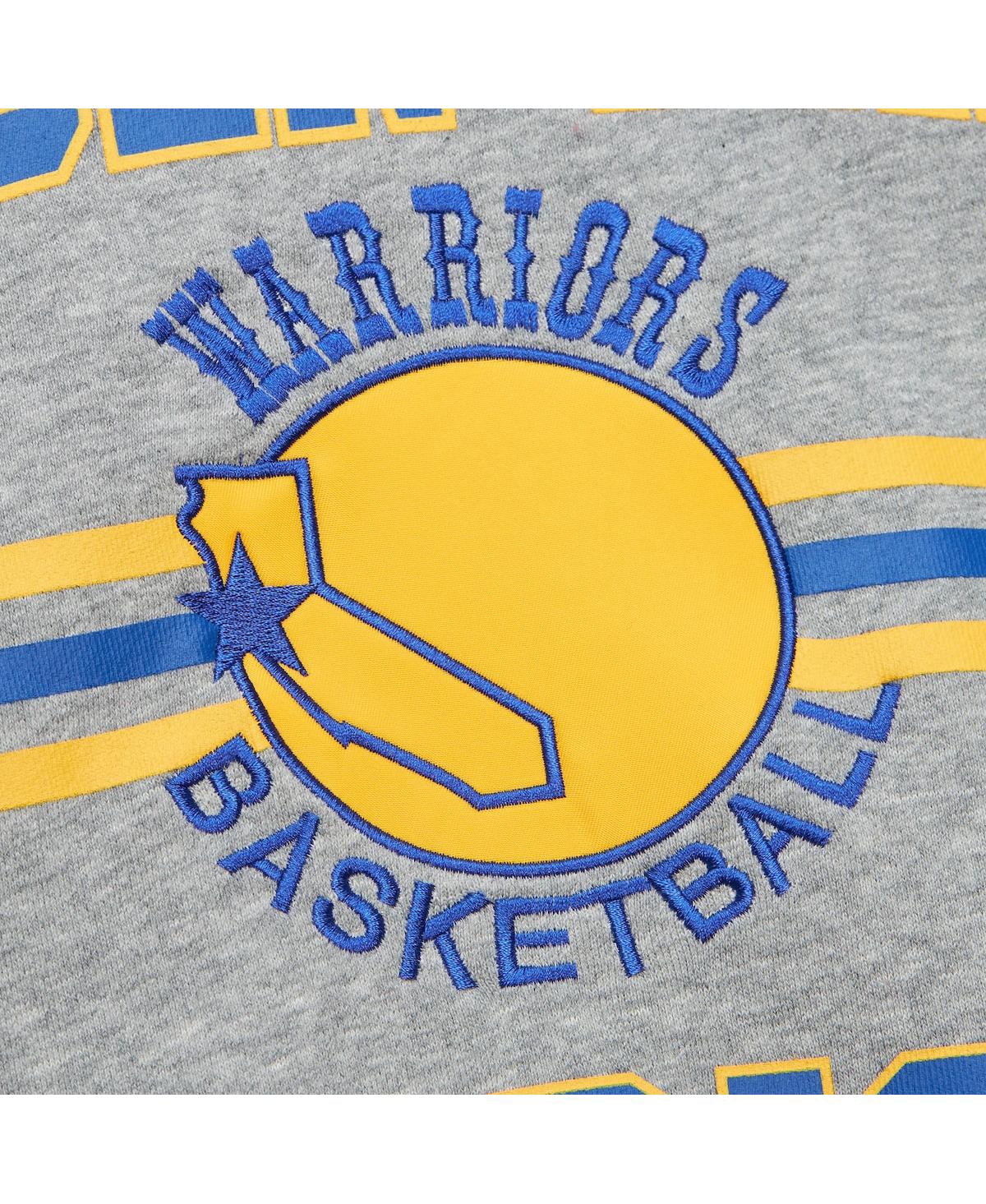 Mitchell & Ness Heather Gray Golden State Warriors Hardwood Classics All Over 4.0 Pullover Sweatshir In Heather Gray