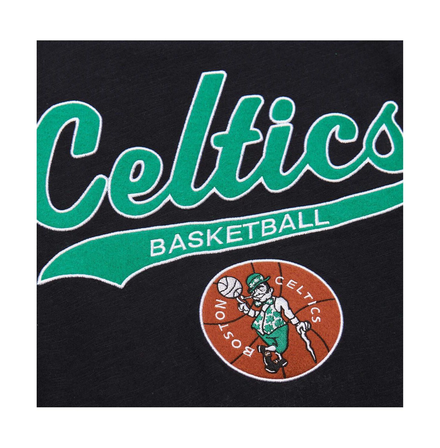 Мужская футболка Mitchell & Ness Black Boston Celtics Hardwood Classics Felt Applique Slub — фото 3