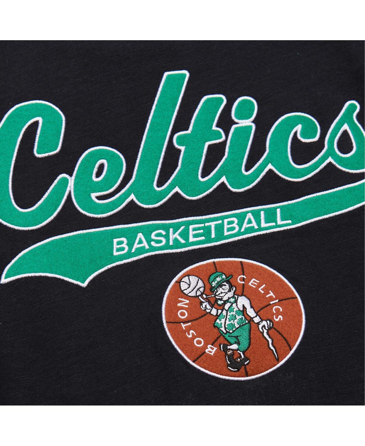 Mitchell & Ness Men's Black Boston Celtics Hardwood Classics Felt Applique Slub T-shirt In Black