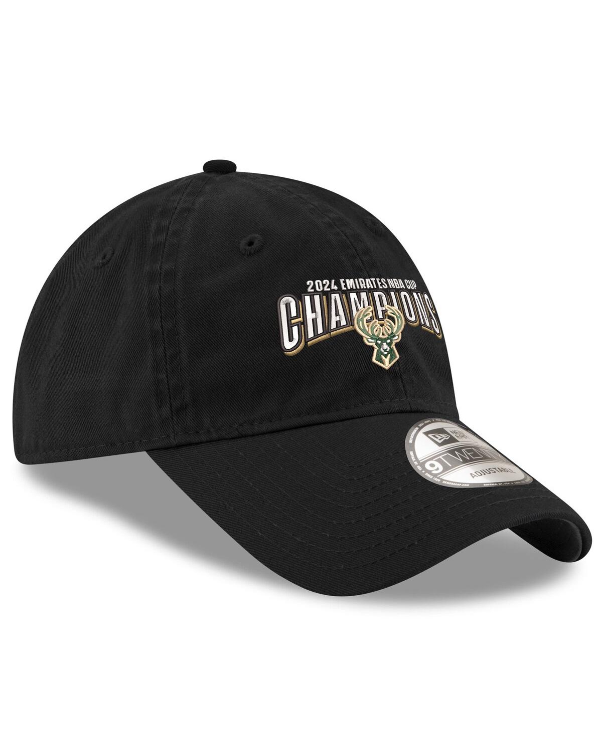 New Era Men's Black Milwaukee Bucks 2024 Nba Cup Champions 9twenty Adjustable Hat In Black