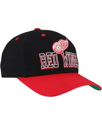 Men's Black/Red Detroit Red Wings Backside Script Two-Tone Pro Crown Adjustable Hat