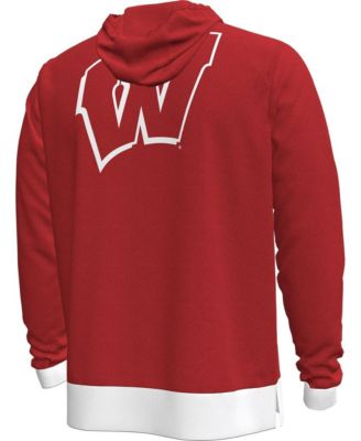 Men's Red Wisconsin Badgers 2024 On-Court Shootaround Long Sleeve Hoodie T-Shirt