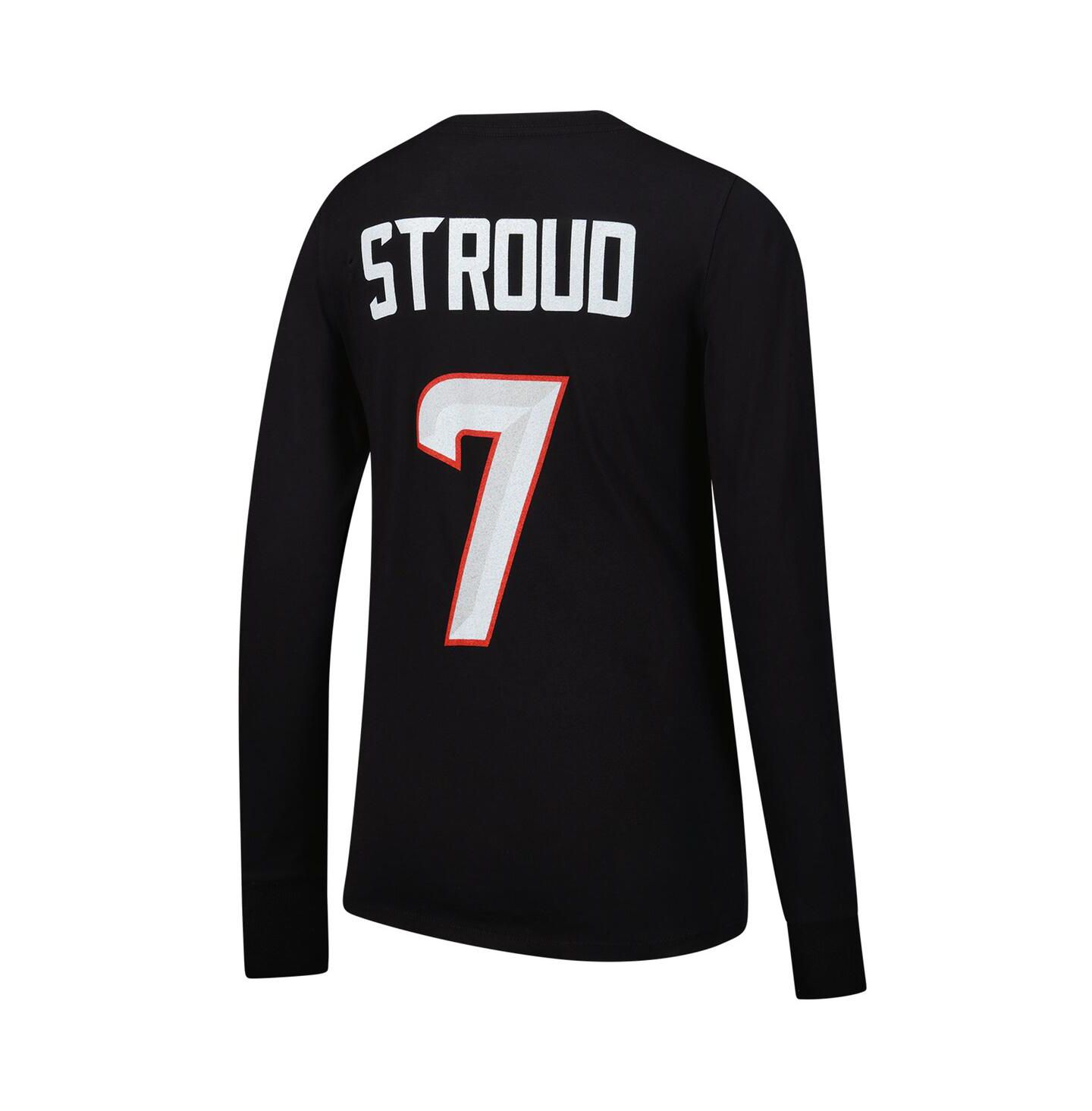 Женская футболка Majestic C.J. Stroud Navy Houston Texans Player Name & Number Long Sleeve — фото 2
