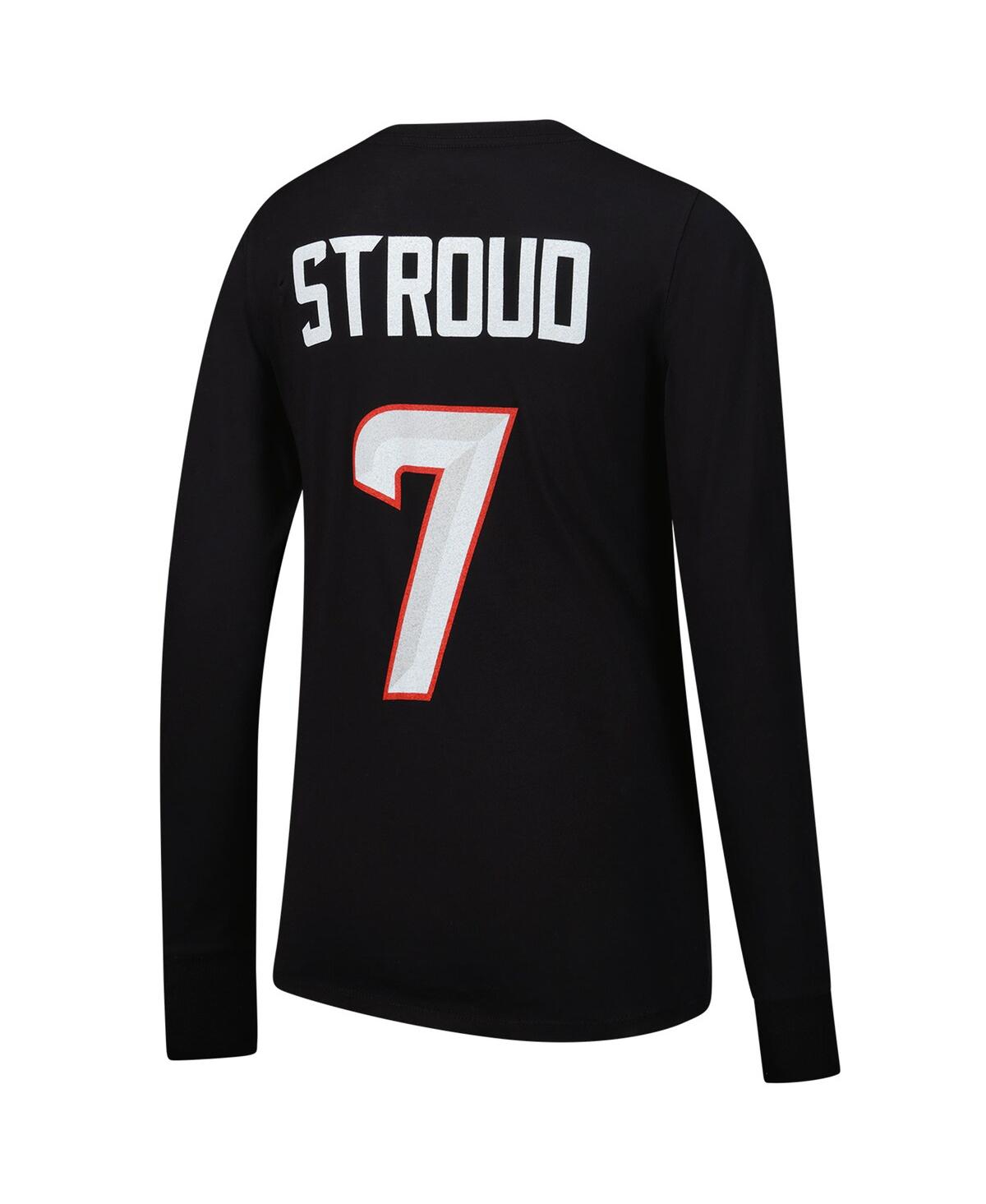 MAJESTIC WOMEN'S C.J. STROUD NAVY HOUSTON TEXANS PLAYER NAME NUMBER LONG SLEEVE T-SHIRT 