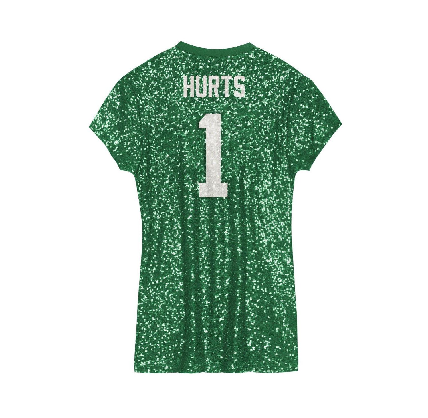 Big Girls Jalen Hurts Kelly Green Philadelphia Eagles Sequin Player Name & Number V-Neck Dress