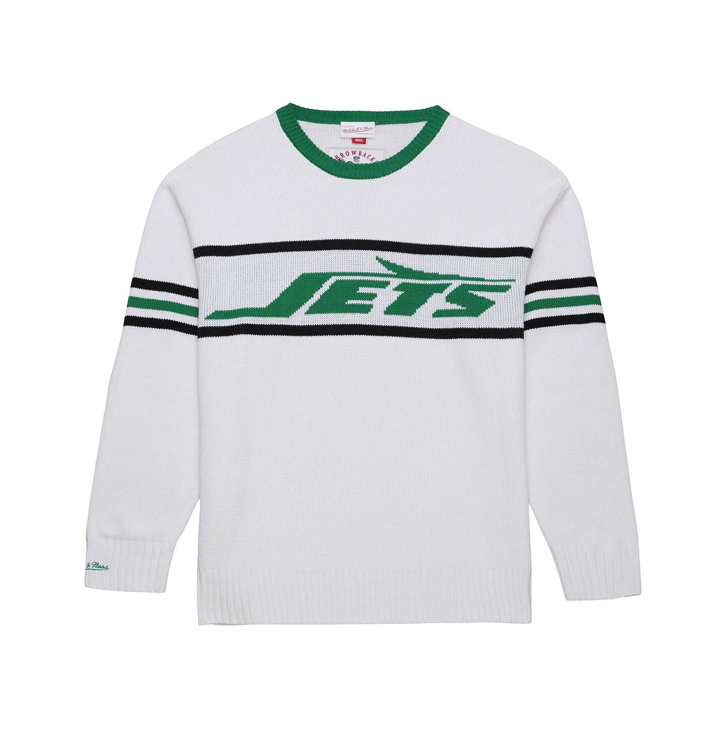 Мужской свитер Mitchell & Ness White New York Jets Throwback 1984 Pullover — фото 3