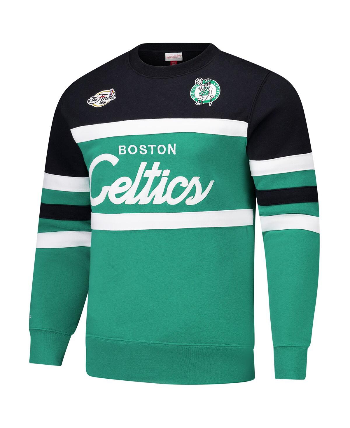 Mitchell & Ness Men's Kelly Green/black Boston Celtics Hardwood Classics Vintage Logo Head Coach Pullover Sweatshirt In Kelly Green