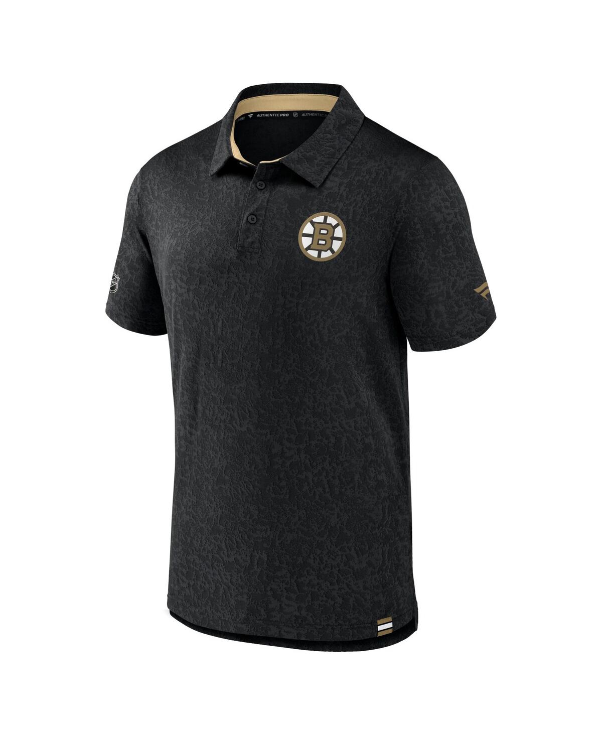 Fanatics Men's Black Boston Bruins Authentic Pro Jacquard Polo In Black