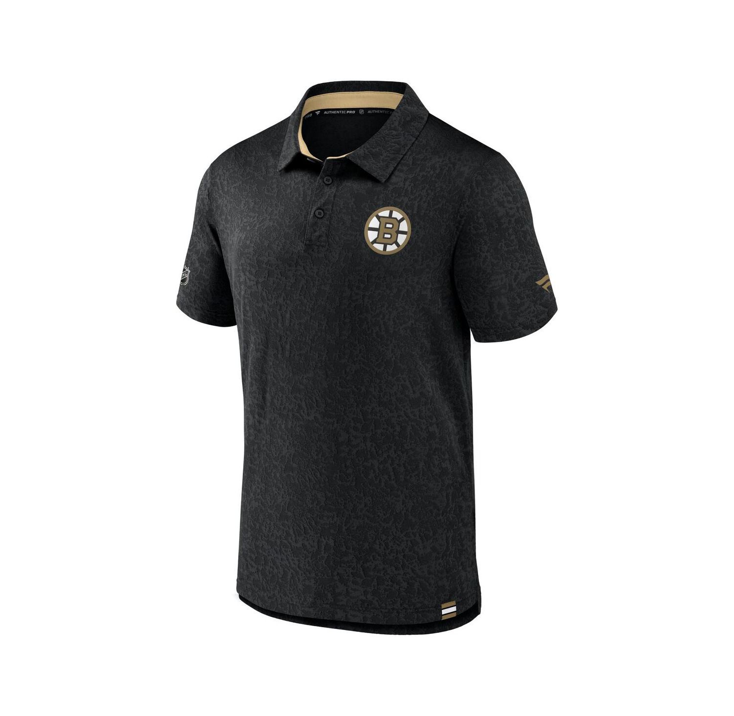Men's Black Boston Bruins Authentic Pro Jacquard Polo