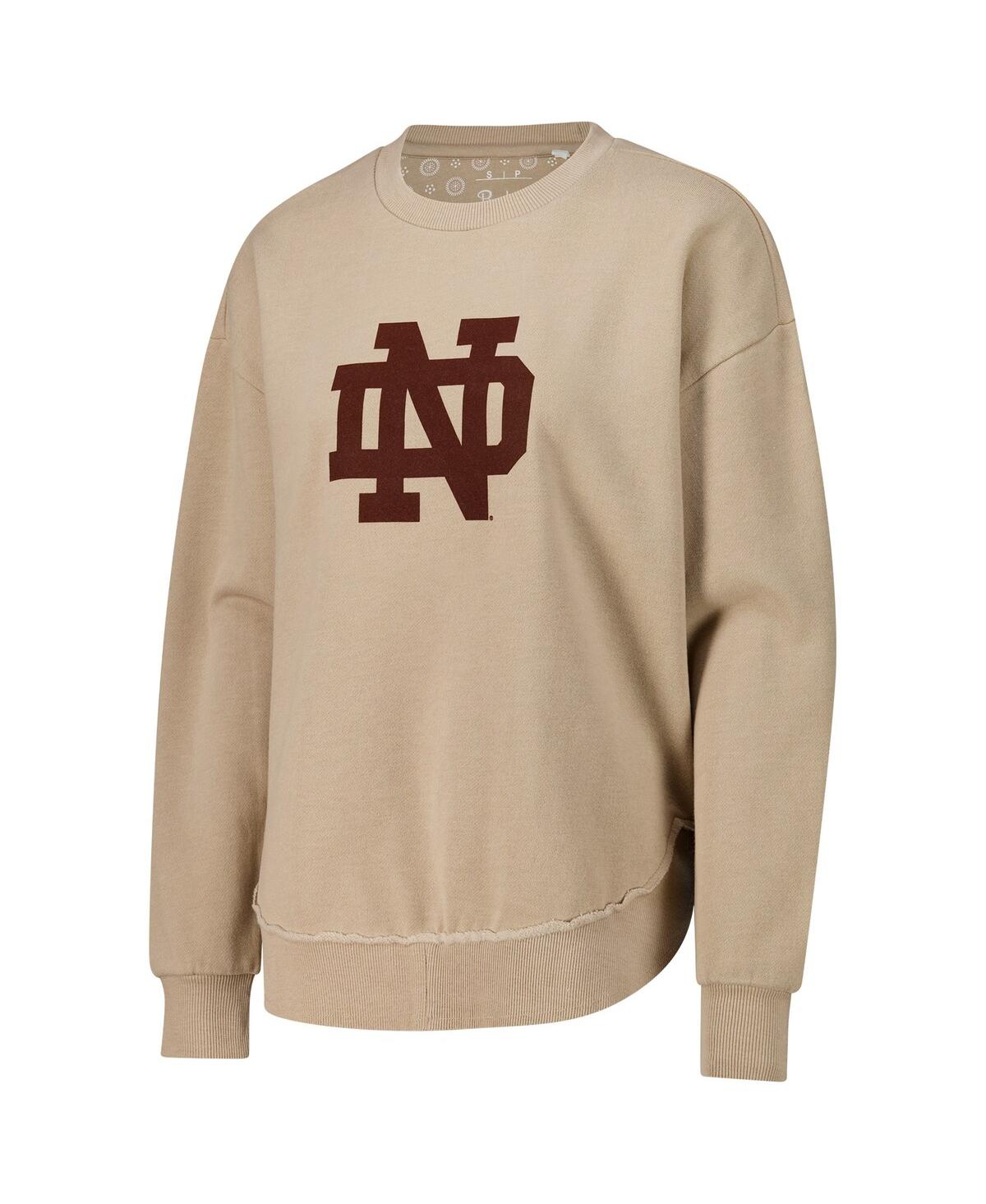 Pressbox Women's Tan Notre Dame Fighting Irish Poncho Fleece Pullover Sweatshirt In Tan