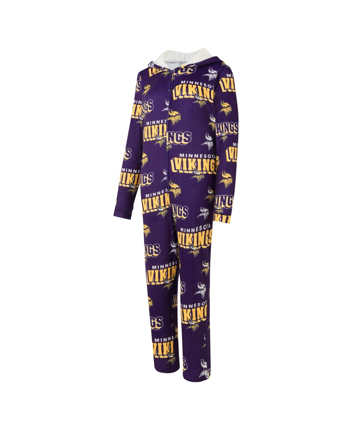 CONCEPTS SPORT WOMEN'S PURPLE MINNESOTA VIKINGS ROADWAY ALLOVER PRINT MICROFLEECE FULL-ZIP UNION SUIT 